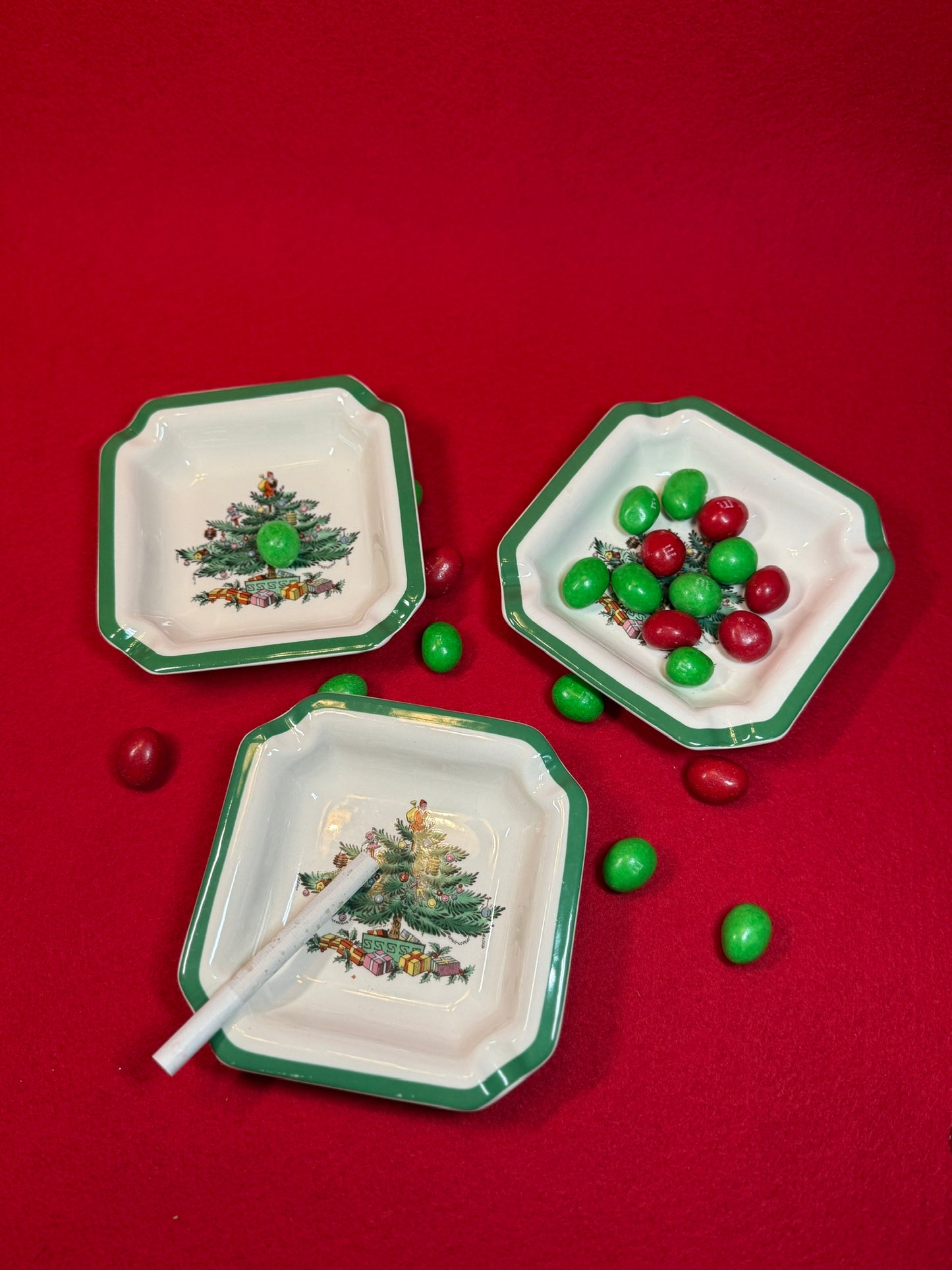 Vintage Square Christmas Tree Ashtray