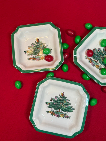 Vintage Square Christmas Tree Ashtray
