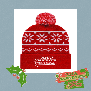 Embroidered Red Pom Beanie / Sugar & Booze