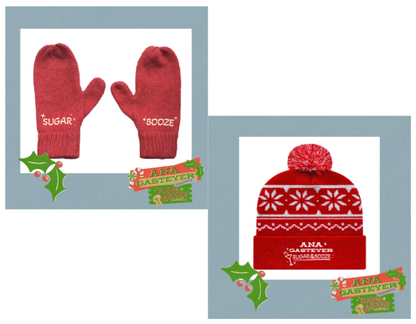 Knit Mittens & Embroidered Pom Beanie BUNDLE / Sugar & Booze