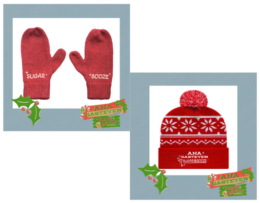 Knit Mittens & Embroidered Pom Beanie BUNDLE / Sugar & Booze